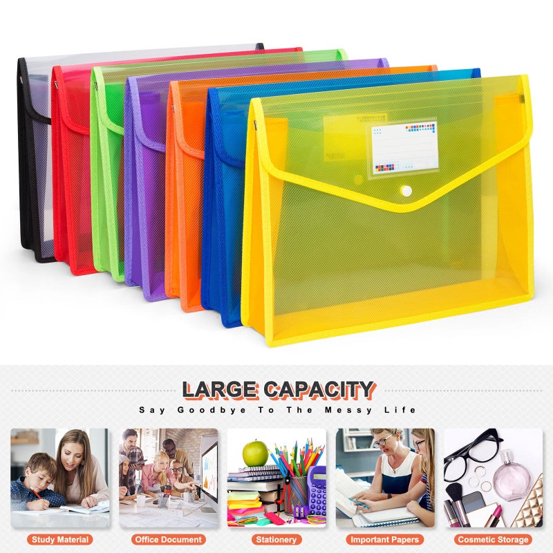 iMissiu Plastic File Folders  Waterproof Transparent Expandable File Organiser - Portable Large Capacity A4B4 File Wallet for Office/Business/School (7 Pack) - Image 4